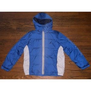 Nautica Coat Men’s XL Blue Hooded Puffer Reflective Zipper